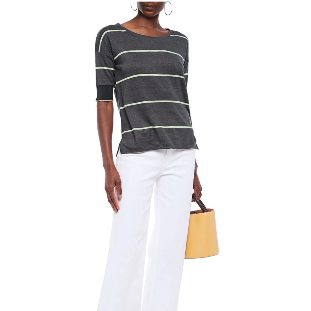 Charli grey stripe linen top size M